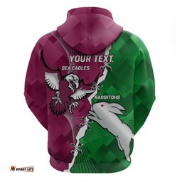 personalised rabbitohs and eagles rugby hoodie nrl 2024 dynamic together