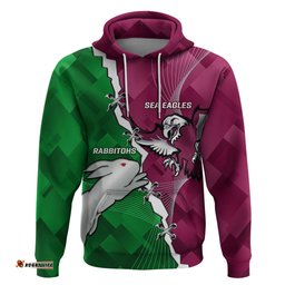 personalised rabbitohs and eagles rugby hoodie nrl 2024 dynamic together