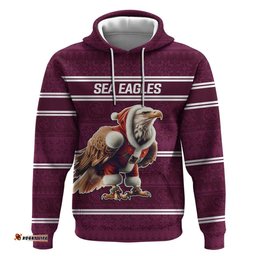 nrl manly warringah christmas personalised hoodie with sea eagles mascot