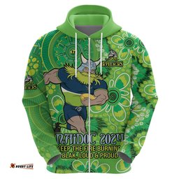 personalised raiders naidoc week 2024 hoodie aboriginal fire burning sparks