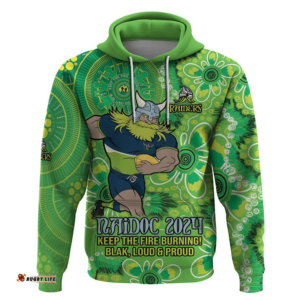 personalised raiders naidoc week 2024 hoodie aboriginal fire burning sparks