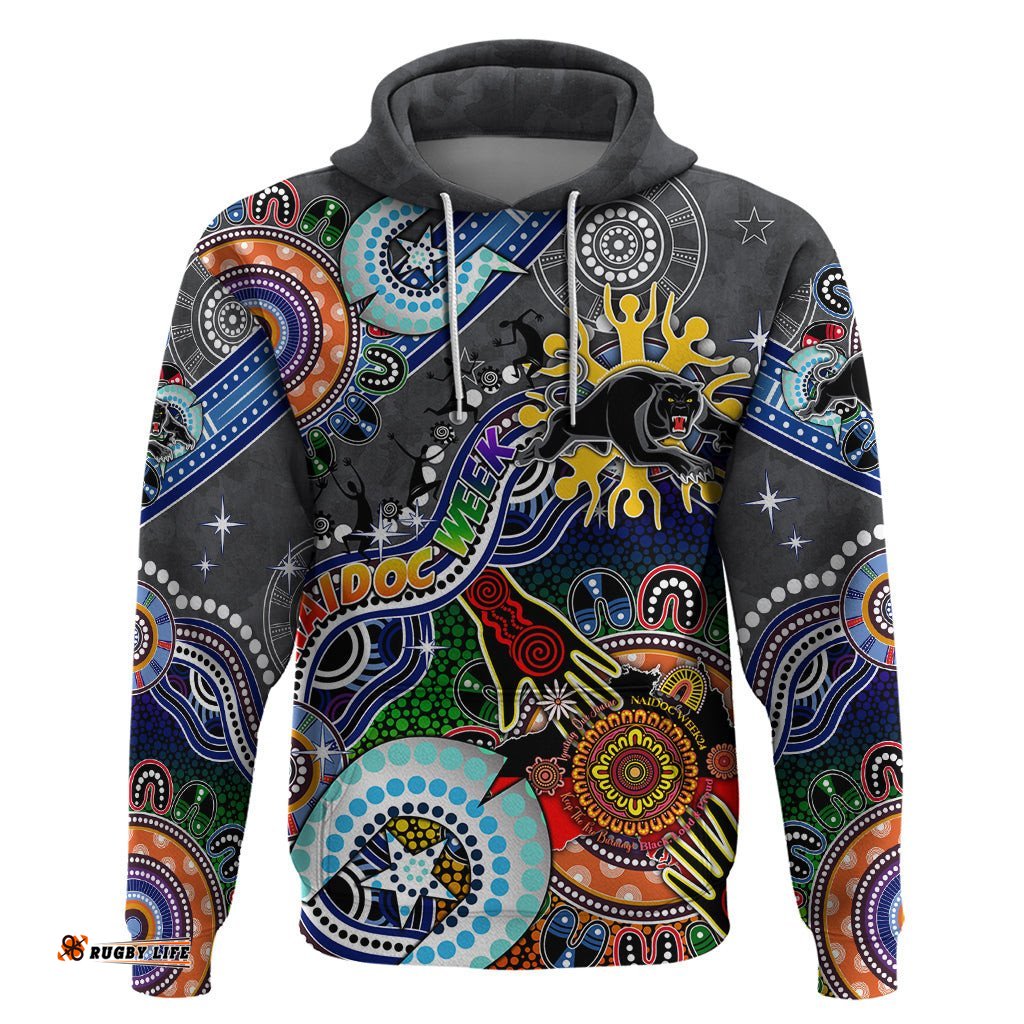 personalised panthers naidoc week 2024 hoodie australia aboriginal dot painting dt02
