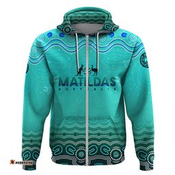 personalised australia matildas hoodie tillies aboriginal simple turquoise dt02
