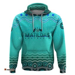 personalised australia matildas hoodie tillies aboriginal simple turquoise dt02
