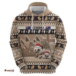aussie echidna hoodie merry christmas