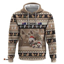 aussie echidna hoodie merry christmas