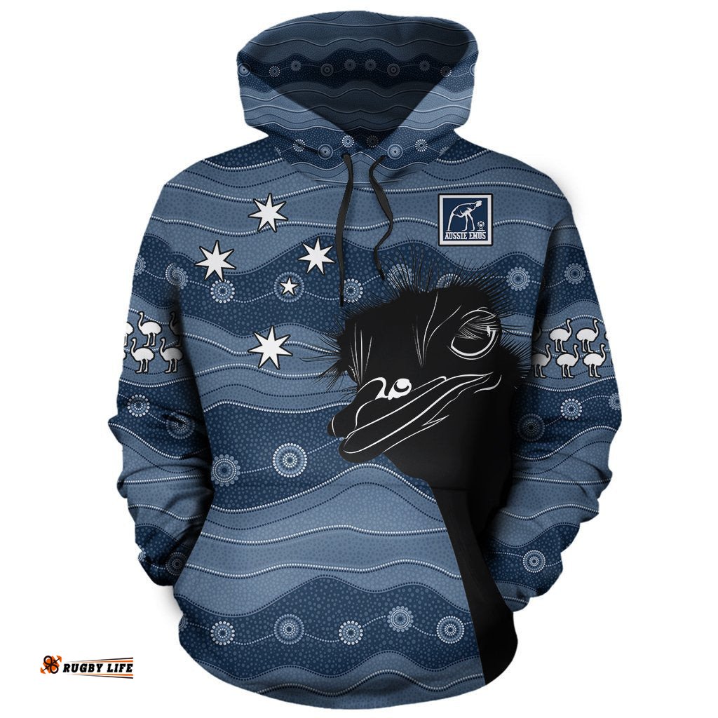 Hoodie Emus Hoodie Aussie Emus Logo All Over Print Unisex