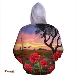 Hoodie Kangaroo Hoodie Waratah Sunset Ver04 Unisex