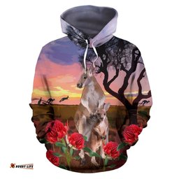 Hoodie Kangaroo Hoodie Waratah Sunset Ver04 Unisex