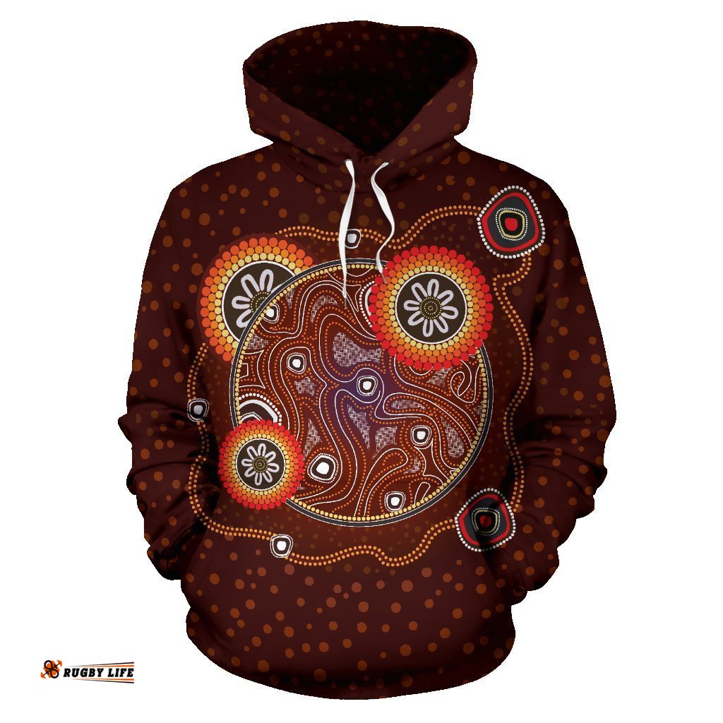 Hoodie Aboriginal Dot Painting Hoodie Earth Unisex