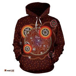 Hoodie Aboriginal Dot Painting Hoodie Earth Unisex