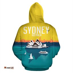 Hoodie Sydney Opera Hoodie Landscape Art All Over Print Unisex