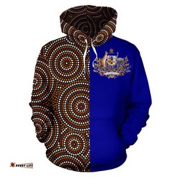 Aboriginal Hoodie, Australian Coat Of Arms Circle Dot Painting