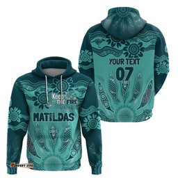 australia matildas indigenous hoodie naidoc 2024 turquoise color