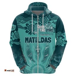 australia matildas indigenous hoodie naidoc 2024 turquoise color