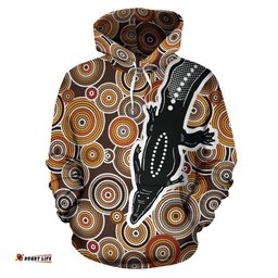 Aboriginal Hoodie, Crocodile Patterns Circle Dot Painting