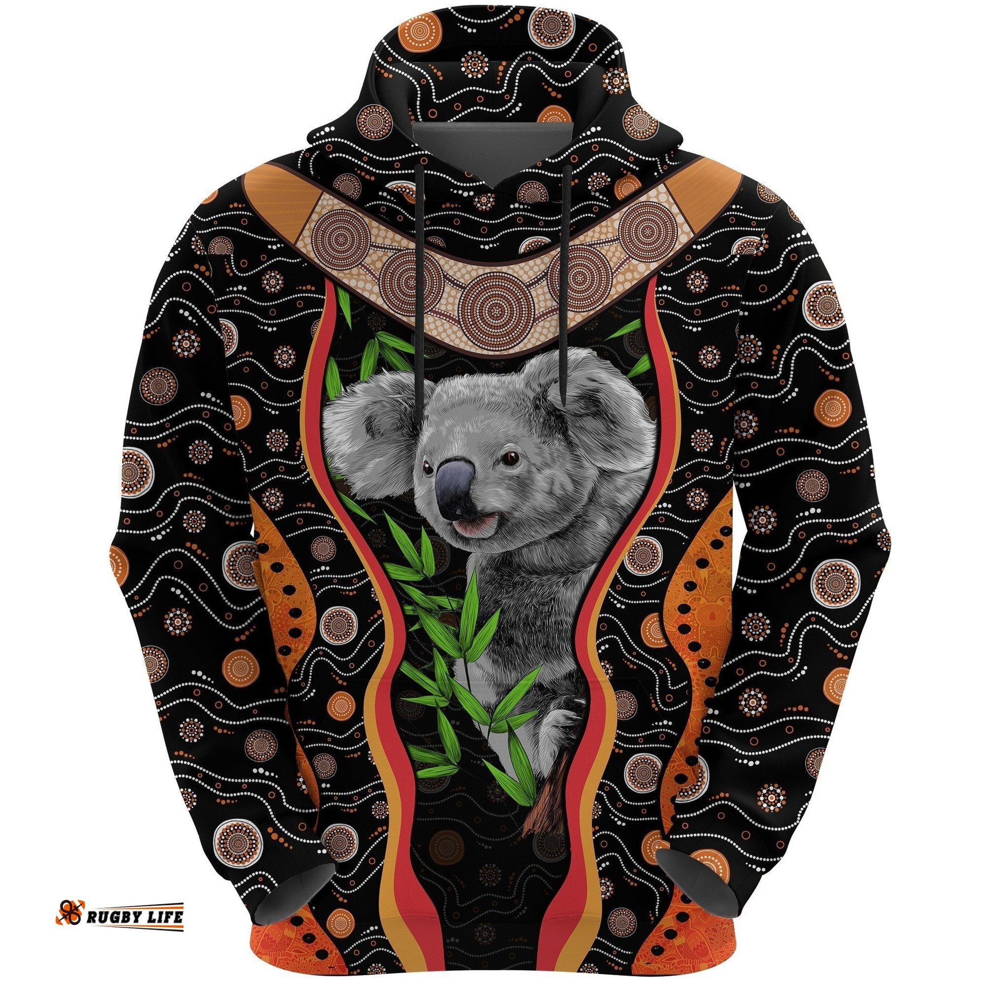 Hoodie Koala Hoodie Aboriginal Patterns Boomerang All Over Print Unisex