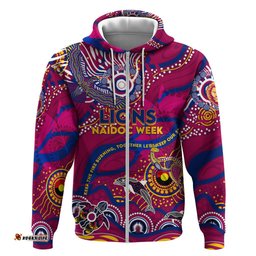 custom naidoc week 2024 lions hoodie aboriginal animals keep the fire burning dt02