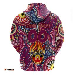 personalised naidoc week 2024 brisbane lions hoodie australian aboriginal hand painting dt02