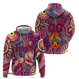 personalised naidoc week 2024 brisbane lions hoodie australian aboriginal hand painting dt02