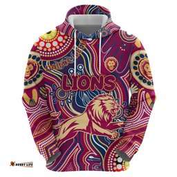 personalised naidoc week 2024 brisbane lions hoodie australian aboriginal hand painting dt02