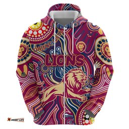 personalised naidoc week 2024 brisbane lions hoodie australian aboriginal hand painting dt02