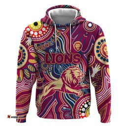 personalised naidoc week 2024 brisbane lions hoodie australian aboriginal hand painting dt02