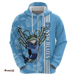 custom nsw blues rugby hoodie cockroaches polynesian pattern tropical vibes