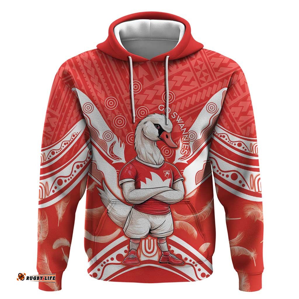 personalised swans football hoodie 2024 swannies mascot go champions