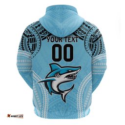 sharks rugby custom hoodie with polynesian style