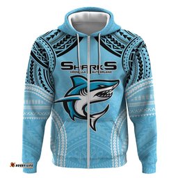 sharks rugby custom hoodie with polynesian style