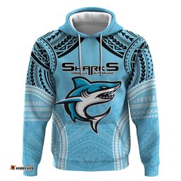 sharks rugby custom hoodie with polynesian style