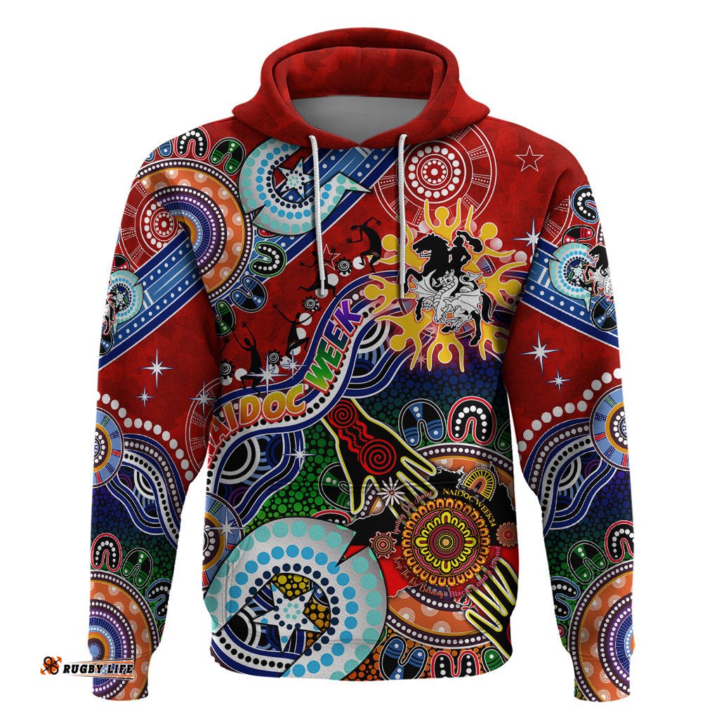 personalised dragons naidoc week 2024 hoodie australia aboriginal dot painting dt02