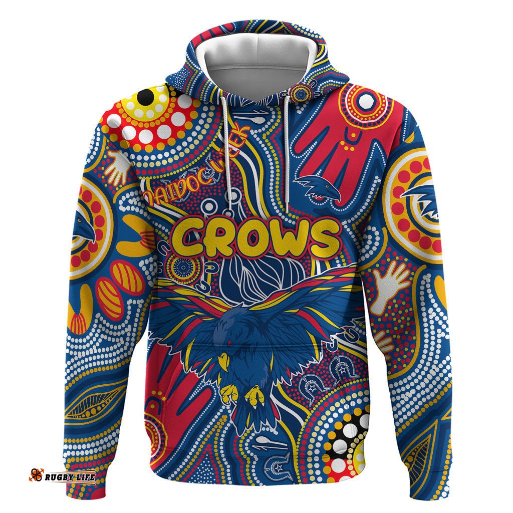 personalised naidoc week 2024 adelaide crows hoodie australian aboriginal hand painting dt02