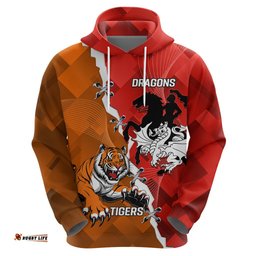 personalised dragons and tigers rugby hoodie sporty style