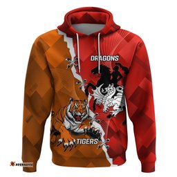 personalised dragons and tigers rugby hoodie sporty style