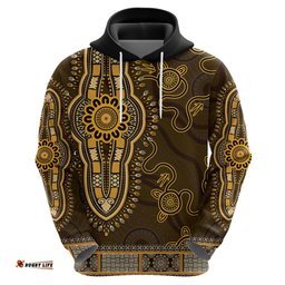 gold african dashiki with australia aboriginal art hoodie