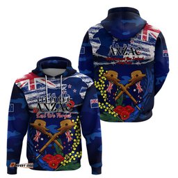 australia and new zealand anzac day hoodie lest we forget silver fern with golden wattle
