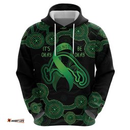 green kangaroo ribbon aboriginal personalised hoodie depression awareness