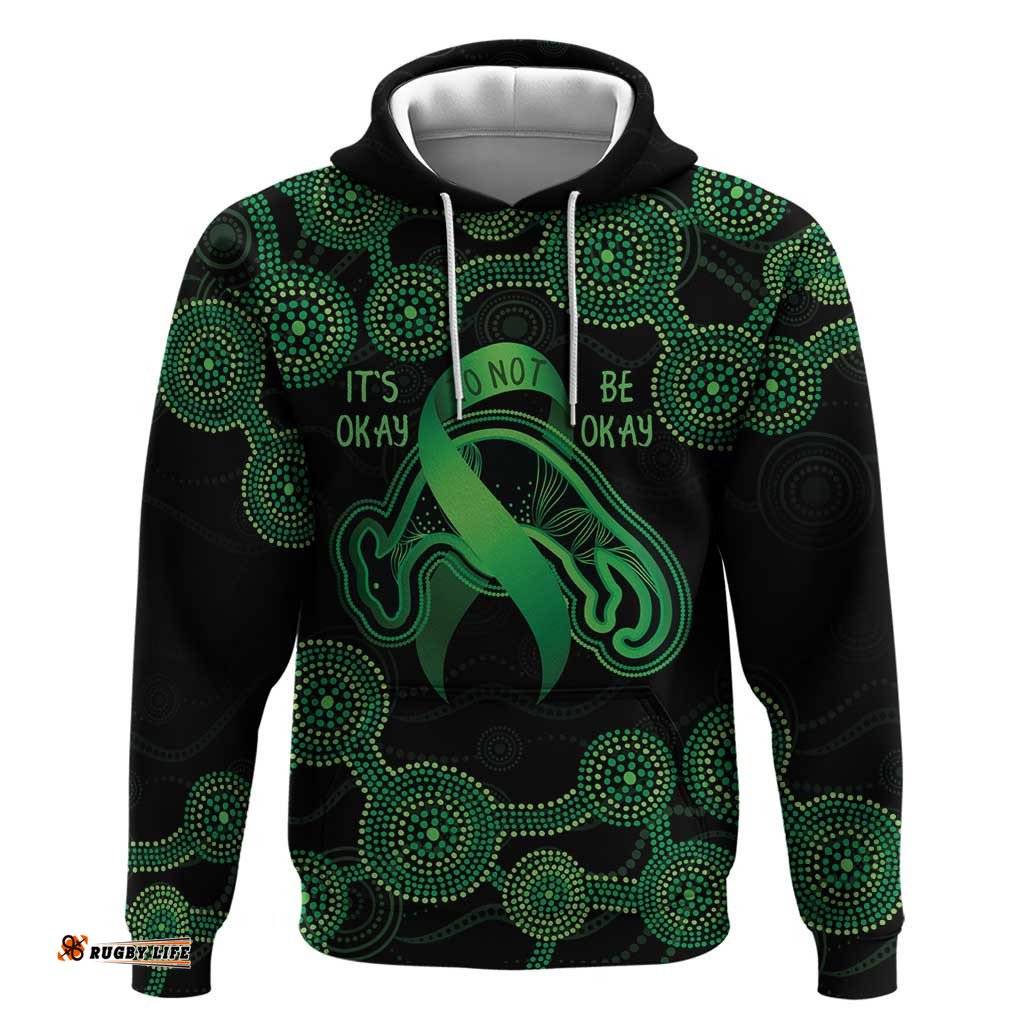 green kangaroo ribbon aboriginal personalised hoodie depression awareness