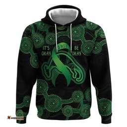 green kangaroo ribbon aboriginal personalised hoodie depression awareness