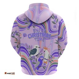 australia hippie christmas hoodie cockatoo kookaburra with wattle violet pastel color