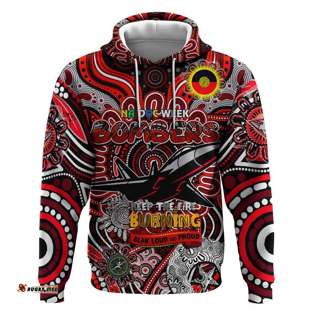 custom essendon bombers naidoc week 2024 hoodie mascot football dt02