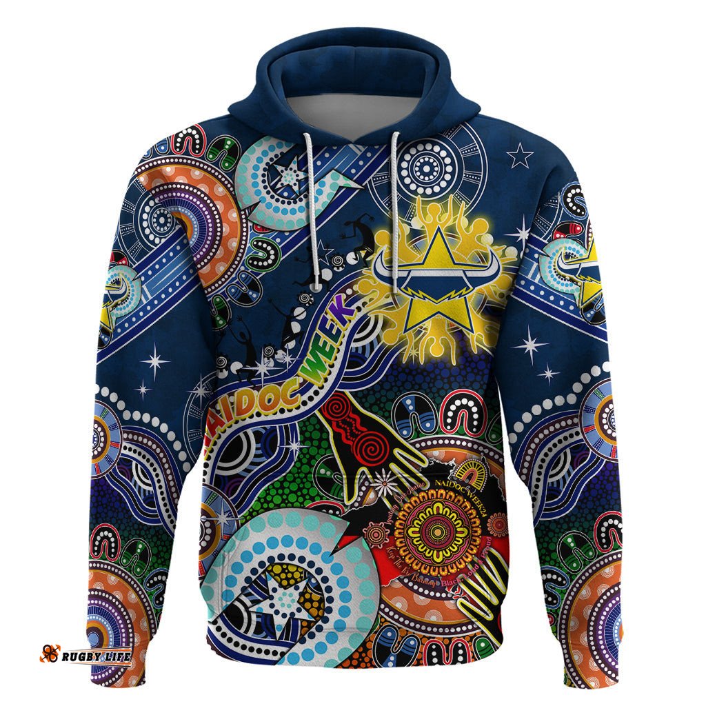 personalised cowboys naidoc week 2024 hoodie australia aboriginal dot painting dt02