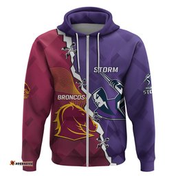 personalised broncos and storm rugby hoodie sporty version