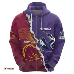 personalised broncos and storm rugby hoodie sporty version