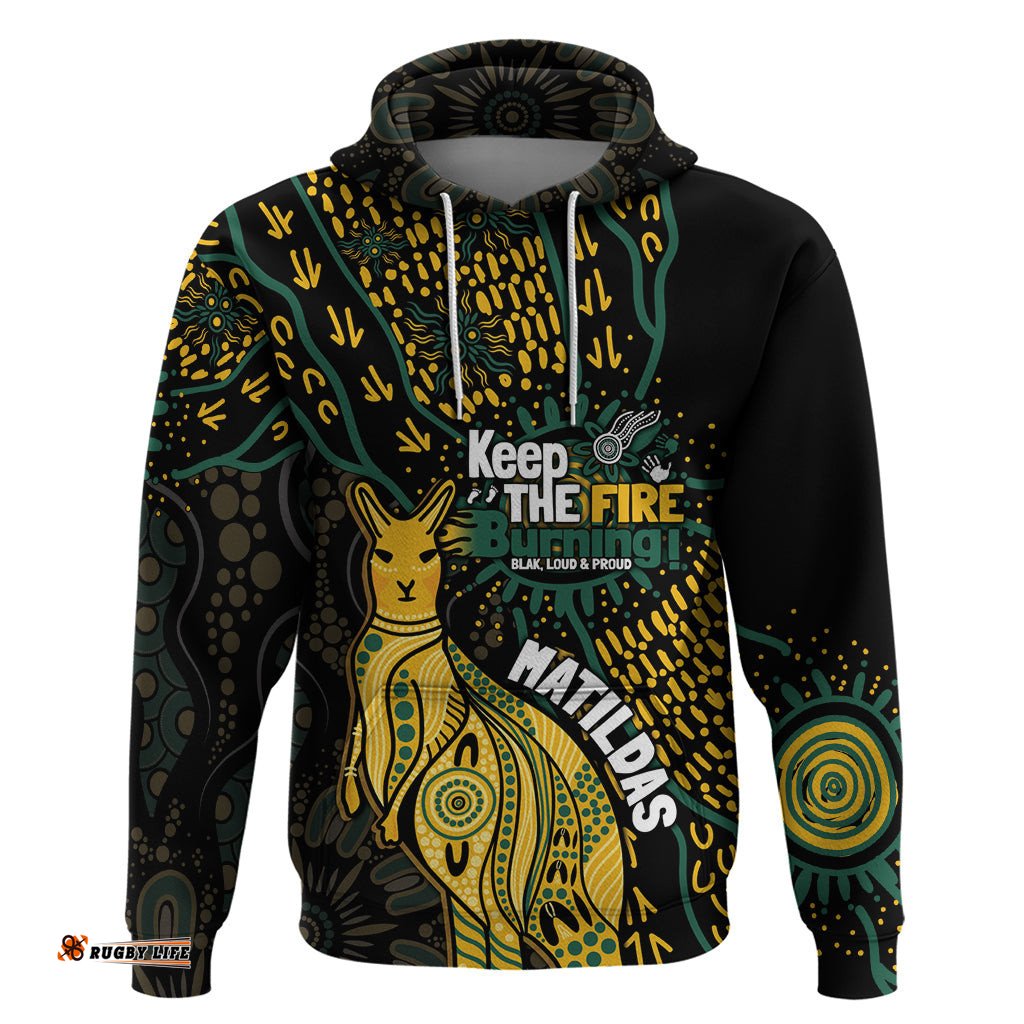 australia matildas indigenous hoodie naidoc 2024 keep the fire burning