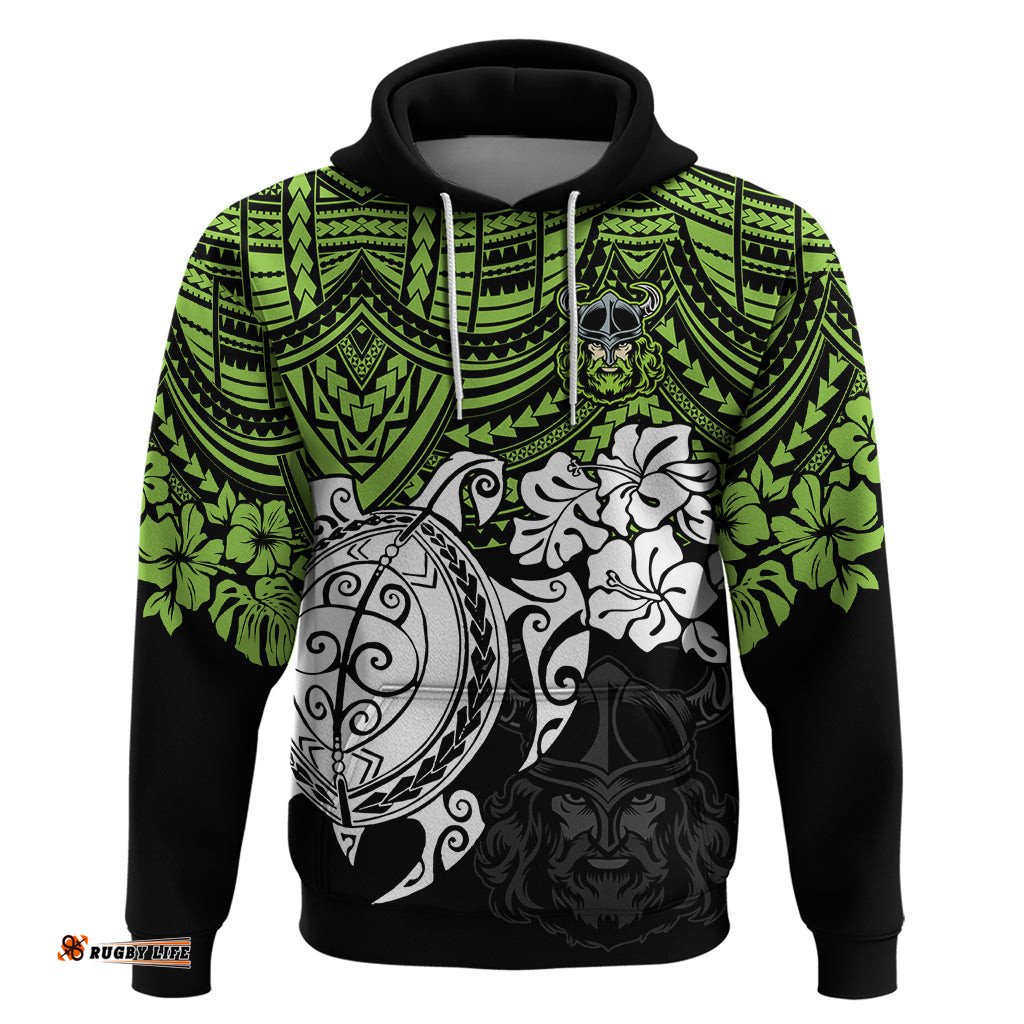 custom raiders rugby hoodie canberra hibiscus and turtle with polynesian pattern