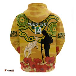 custom matildas anzac day hoodie lest we forget poppies mix camouflage gold