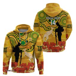 custom matildas anzac day hoodie lest we forget poppies mix camouflage gold